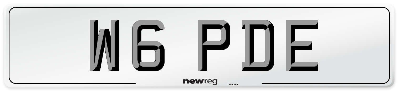 W6 PDE Number Plate from New Reg